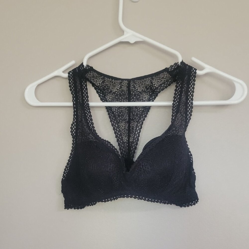 Victoria's Secret Black Lace Racerback Padded Bra Size S